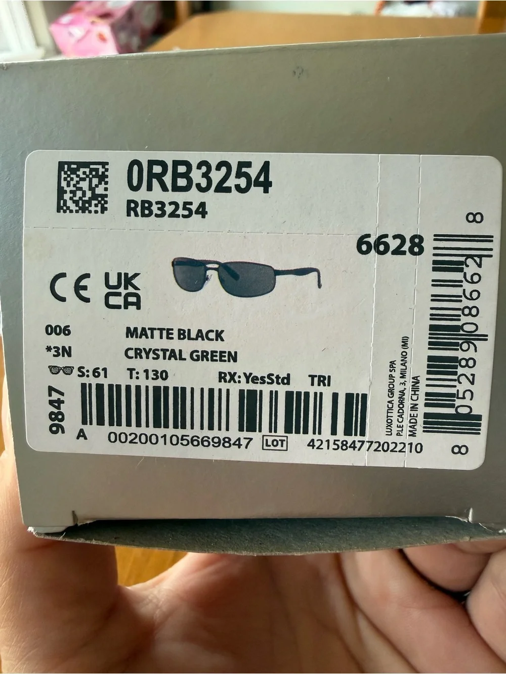 Ray-Ban Matte Black Sunglasses with Crystal Green Lenses RB3254